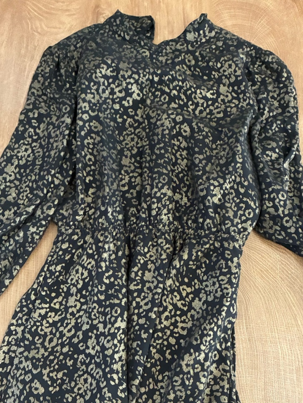 Cupcakes and Cashmere Metallic Gold Leopard Print Dress Size M